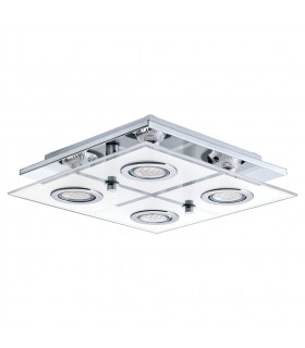 Cabo 4 Light Flush Ceiling Light Polished Chrome and White Glass, GU10 - EU Stock