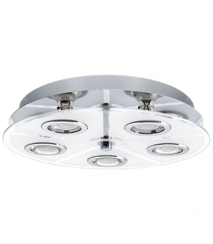 Cabo 5 Light Flush Ceiling Light Polished Chrome and White Glass, GU10
