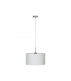 Pasteri 1 Light Ceiling Pendant Satin Nickel with White Fabric Shade, E27