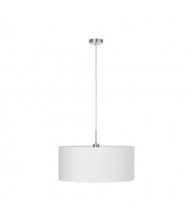 Pasteri 1 Light Ceiling Pendant Satin Nickel with White Fabric Shade, E27