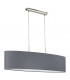 Pasteri 2 Light Ceiling Pendant Bar Satin Nickel with Grey Fabric Shade, E27