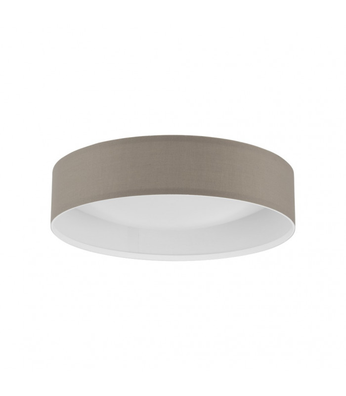 Pasteri LED Flush Ceiling Fitting with Taupe Fabric Shade & White Diffuser - EU Stock
