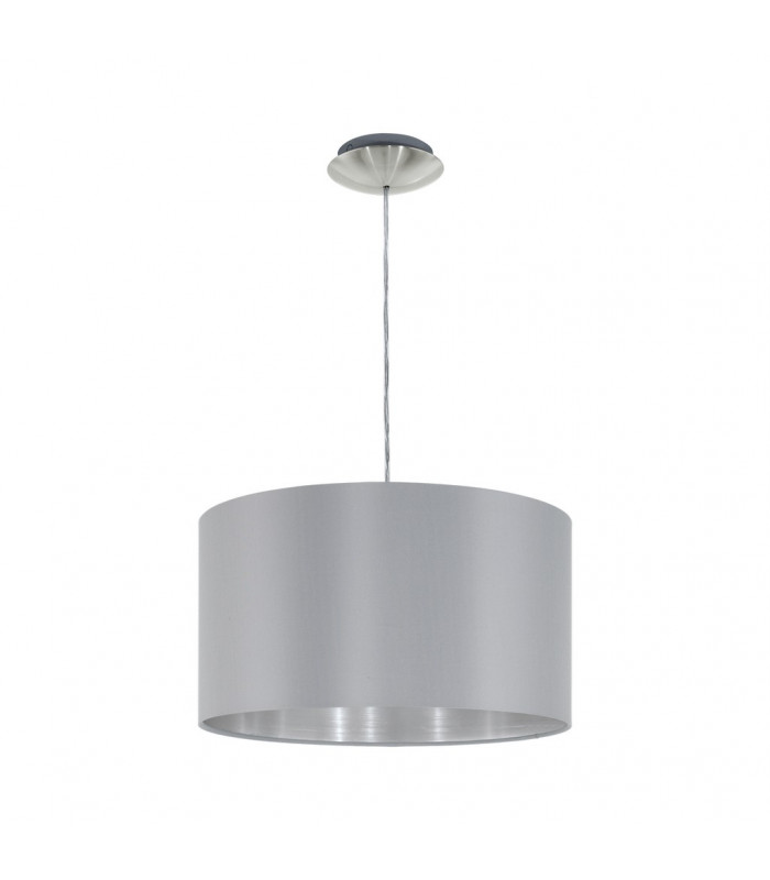 Maserlo 1 Light Round Ceiling Pendant Satin Nickel Grey, E27
