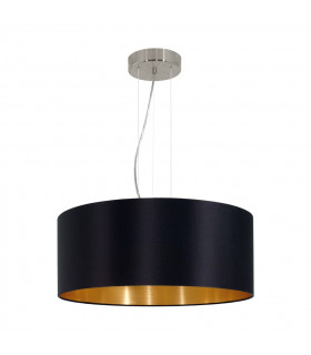 Maserlo 3 Light Round Ceiling Pendant Satin Nickel Black, E27