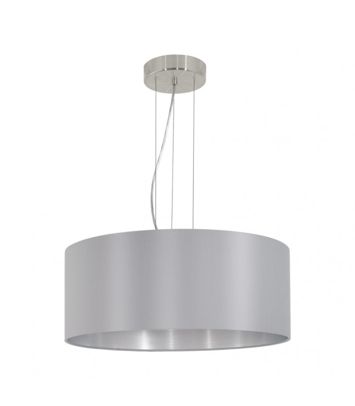Maserlo 3 Light Round Ceiling Pendant Satin Nickel Grey, E27