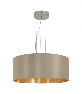 Maserlo 3 Light Round Ceiling Pendant Satin Nickel Taupe, E27