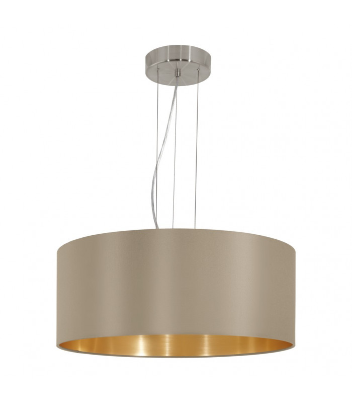 Maserlo 3 Light Round Ceiling Pendant Satin Nickel Taupe, E27