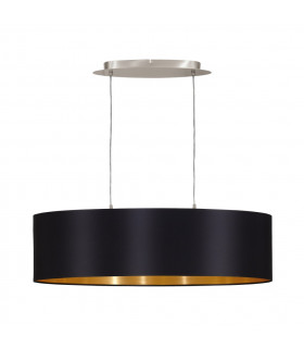 Maserlo 2 Light Oval Ceiling Pendant Bar Light Satin Nickel Black, E27