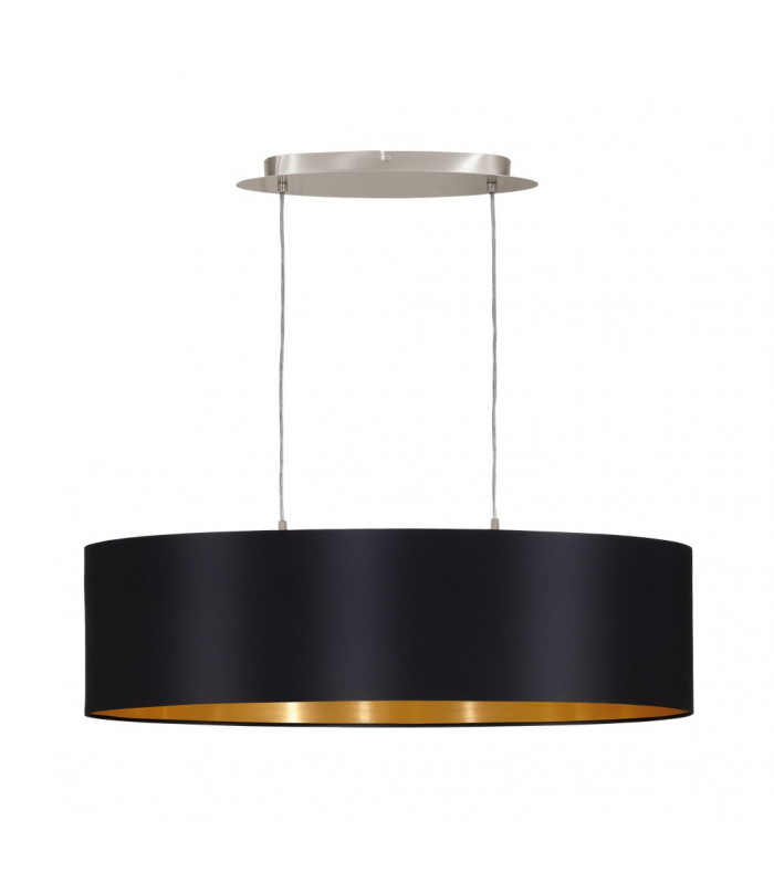 Maserlo 2 Light Oval Ceiling Pendant Bar Light Satin Nickel Black, E27