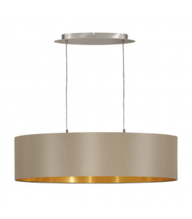 Maserlo 2 Light Oval Ceiling Pendant Bar Light Satin Nickel Taupe, E27