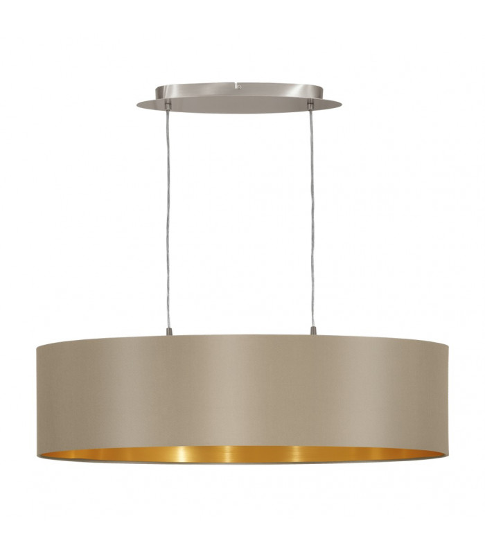 Maserlo 2 Light Oval Ceiling Pendant Bar Light Satin Nickel Taupe, E27