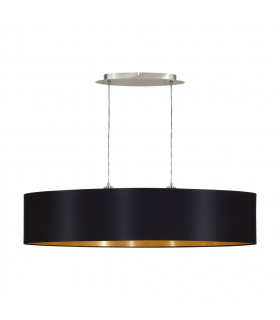 Maserlo 2 Light Oval Ceiling Pendant Bar Light Satin Nickel Black, E27