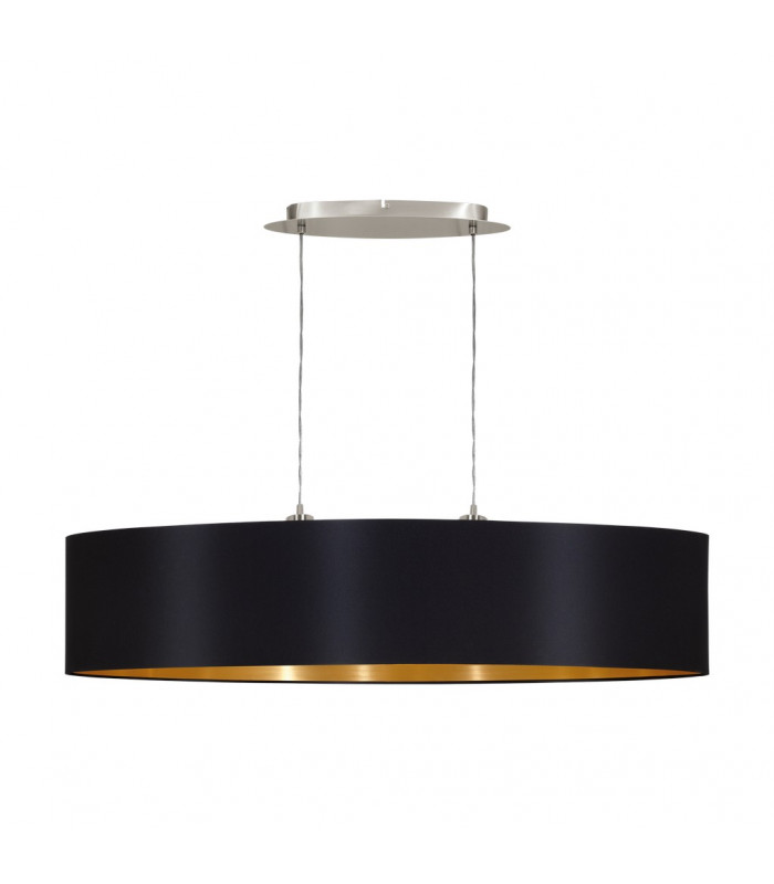 Maserlo 2 Light Oval Ceiling Pendant Bar Light Satin Nickel Black, E27