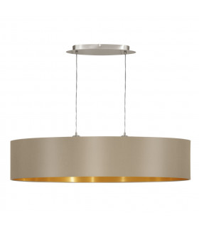 Maserlo 2 Light Oval Ceiling Pendant Bar Light Satin Nickel Taupe, E27