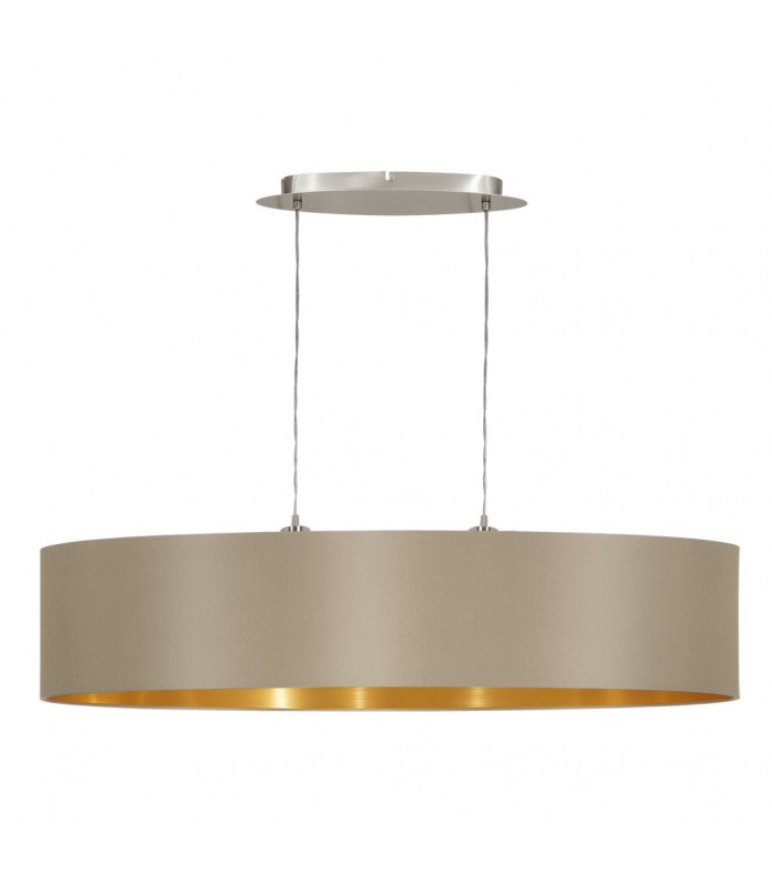 Maserlo 2 Light Oval Ceiling Pendant Bar Light Satin Nickel Taupe, E27