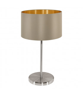 Maserlo 1 Light Table Lamp Satin Nickel, Taupe, E27