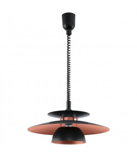 Brenda 1 Light Rise & Fall Dome Ceiling Pendant Black, E27