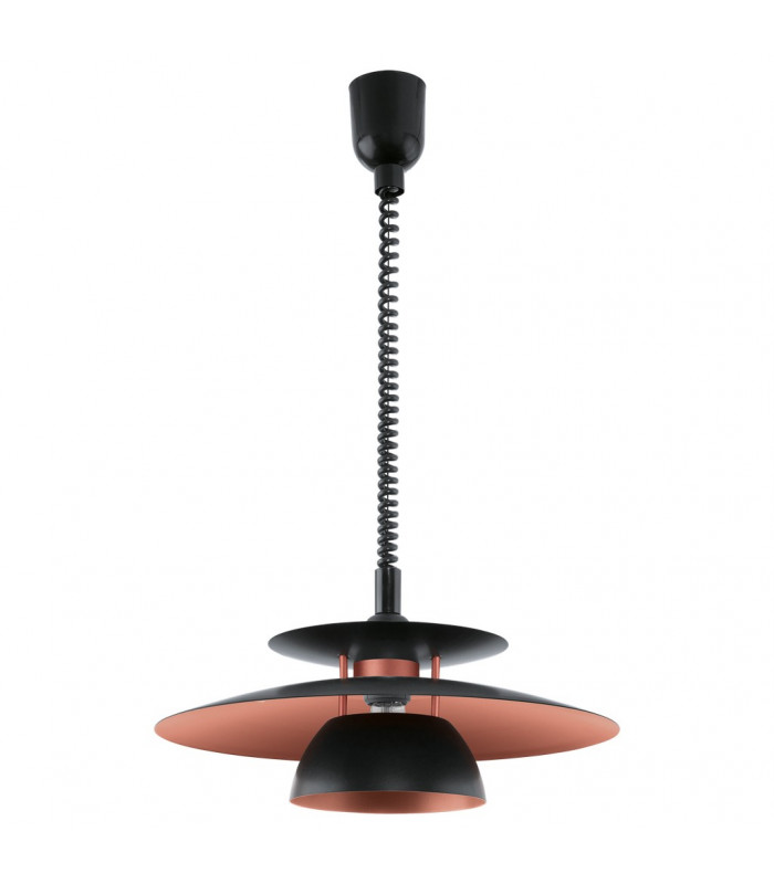 Brenda 1 Light Rise & Fall Dome Ceiling Pendant Black, E27