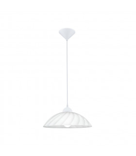 Vetro 1 Light Dome Ceiling Pendant White, Traditional Bevelled Satin Glass, E27