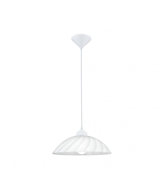 Vetro 1 Light Dome Ceiling Pendant White, Traditional Bevelled Satin Glass, E27