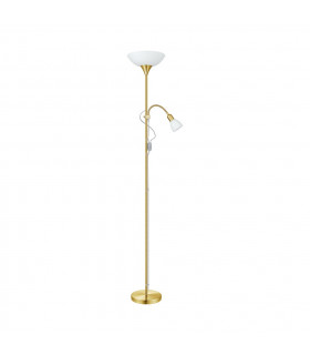 Up 2 Light Traditional Adjustable Floor Lamp Brass-Matt with Reading Light, E27