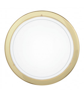 Planet 1 Light Modern Flush Wall / Ceiling Light Brass with A Satinated Glass Shade, E27