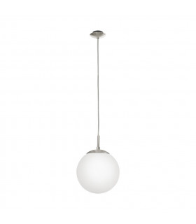 Rondo 1 Light Globe Ceiling Pendant Satin Nickel, Glass, E27 - EU Stock