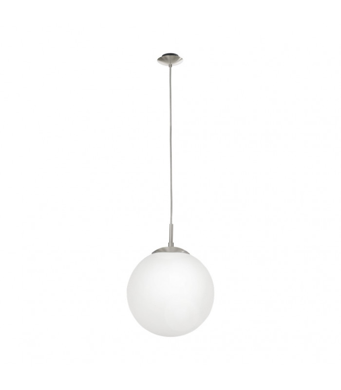 Rondo 1 Light Modern Medium Globe Ceiling Light Pendant White, Satin Nickle, E27 - EU Stock