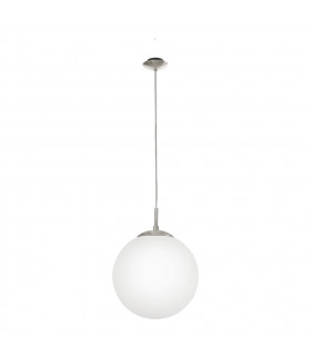 Rondo 1 Light Modern Large Globe Ceiling Light Pendant White, Satin Nickle, E27 - EU Stock
