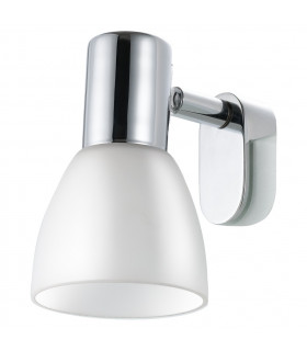 Sticker 1 Light Bathroom Over Mirror Wall Light Chrome with White Frosted Glass Shade, E14