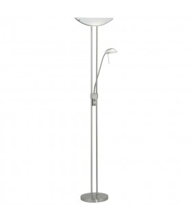 Baya 2 Light Traditional Dimmer Floor Lamp Satin Nickel and Glass