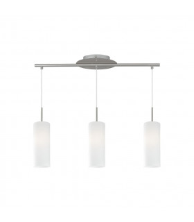 Troy 3 Light Ceiling Pendant Bar Satin Nickel, E27 - EU Stock