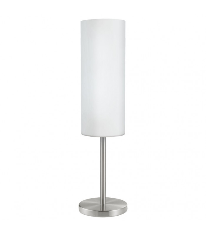 Troy 1 Light Glass Table Lamp Satin Silver, E27 - EU Stock