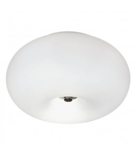 Optica 2 Light Modern Flush Wall / Globe Ceiling Light Satin Nickel, Opal, E27