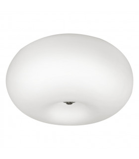 Optica 2 Light Large Flush Wall / Globe Ceiling Light Satin Nickel and Opal Glass, E27