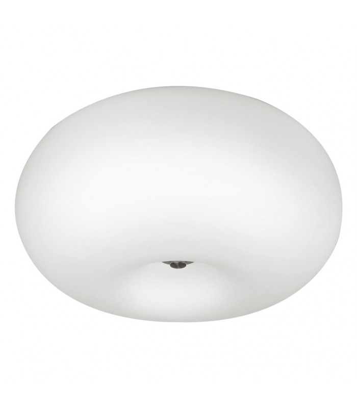 Optica 2 Light Large Flush Wall / Globe Ceiling Light Satin Nickel and Opal Glass, E27