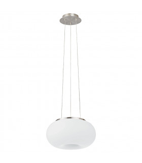 Optica 2 Light Globe Ceiling Pendant Satin Nickel, White Opal Glass, E27