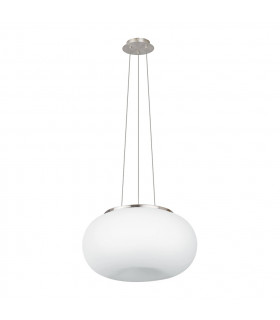 Optica 2 Light Modern Medium Globe Ceiling Light Pendant Opal, Satin Nickle, E27