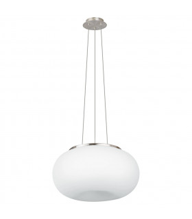 Optica 2 Light Globe Ceiling Pendant Satin Nickel, White Opal Glass, E27