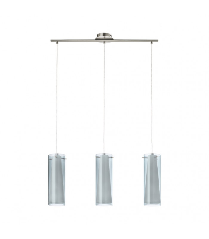 Pinto 3 Light Ceiling Pendant Bar Satin Nickel, E27