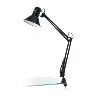 Firmo 1 Light Modern Adjustable Desk Clip On Lamp Shiny Black, E27