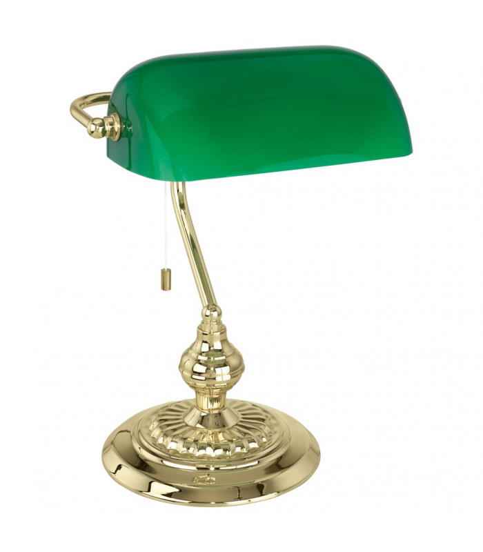 1 Light Banker Table Lamp Polished Brass, E27 - EU Stock
