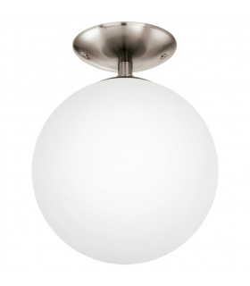 Rondo 1 Light Semi Flush Globe Ceiling Light Satin Nickel, E27 - EU Stock