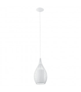 Razoni 1 Light Dome Ceiling Pendant White, E27 - EU Stock