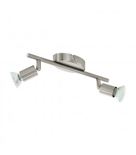 Buzz 2 Light Wall / Ceiling Spotlight Bar with Satin Nickel Finish, GU10