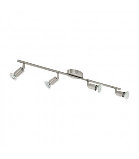 Buzz 4 Light Wall / Ceiling Spotlight Bar with Satin Nickel Finish, GU10