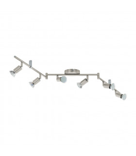 Buzz 6 Light Wall / Ceiling Spotlight Bar with Satin Nickel Finish, GU10