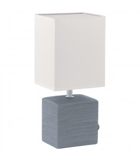 1 Light Square Table Lamp Grey, Ceramic with White Fabric Shade, E14