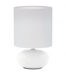 Trondio 1 Light Table Lamp White with Fabric Shade, E14