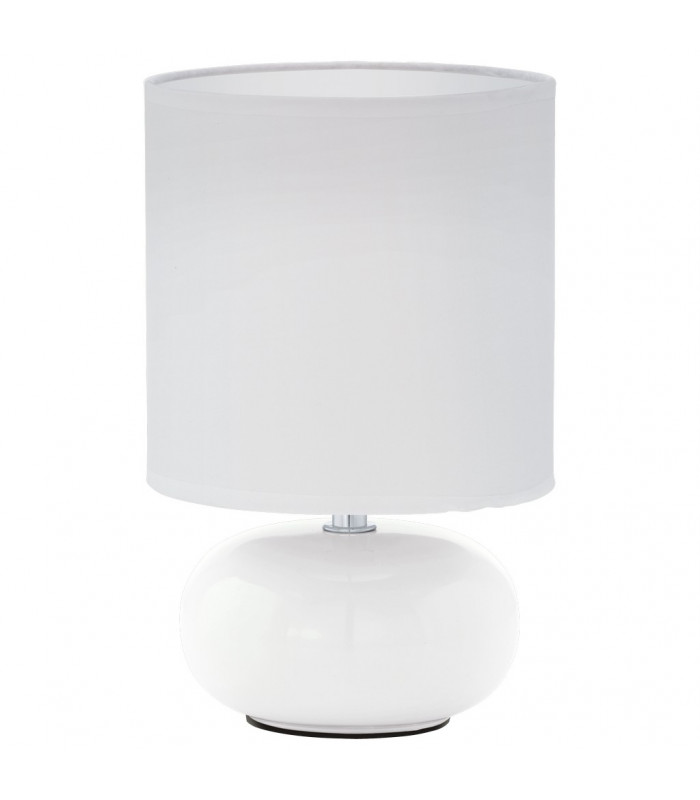 Trondio 1 Light Table Lamp White with Fabric Shade, E14